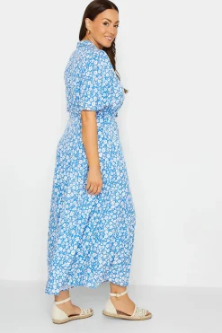 M&Co Womens Blue Floral Print Maxi Shirt Dress><noscript><img width=