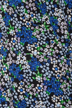M&Co Womens Blue Floral Print Frill Sleeve Mini Dress><noscript><img width=