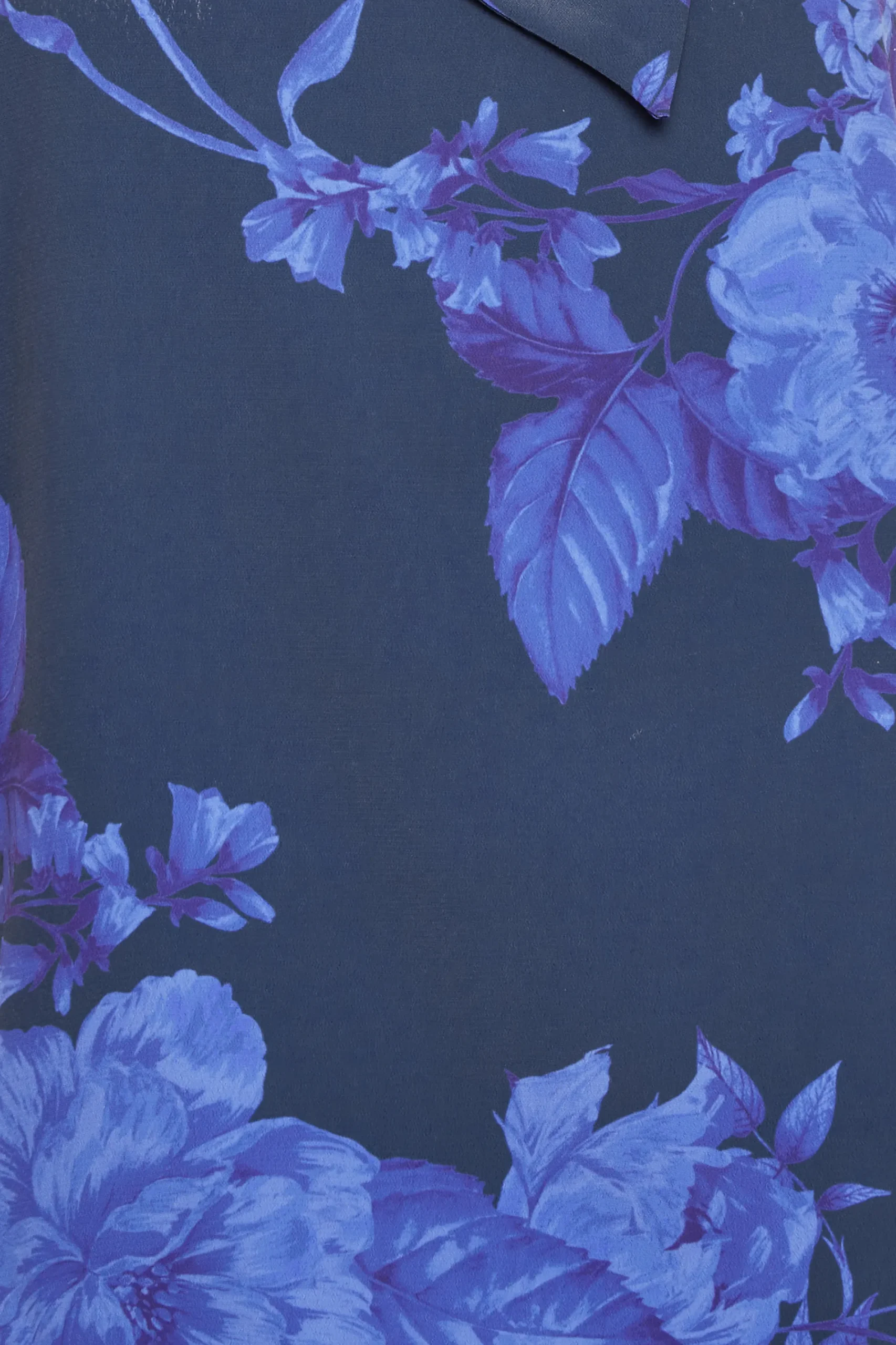 M&Co Womens Blue Floral Print Tie Neck Bubble Hem Blouse>Women Blouses