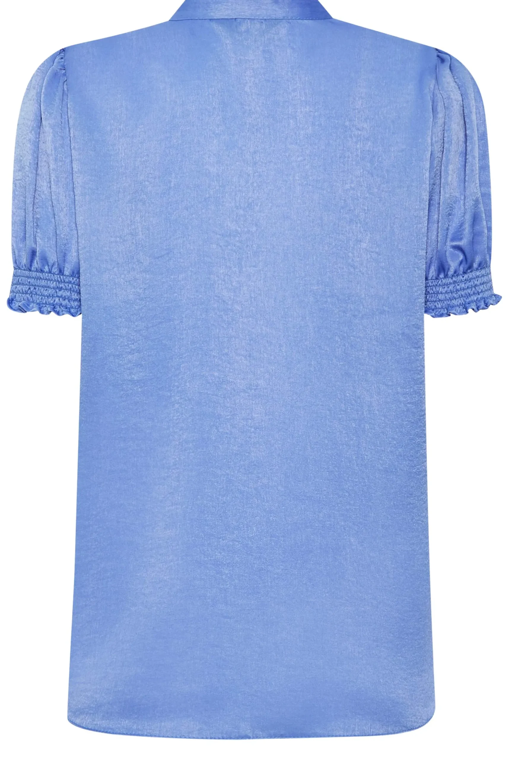 M&Co Womens Blue Frill Satin Blouse>Women Short Sleeve Tops