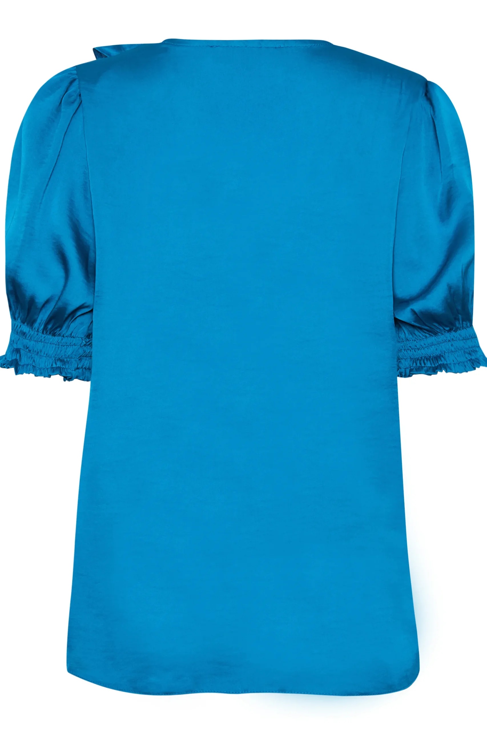 M&Co Womens Blue Frill Front Satin Blouse>Women Short Sleeve Tops