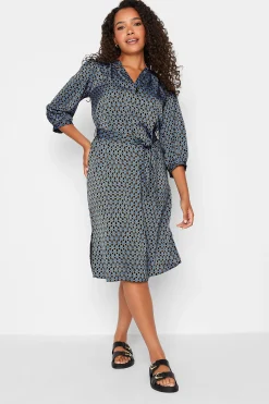 M&Co Womens Blue Geometric Print Tunic Dress>Women Shirt Dresses