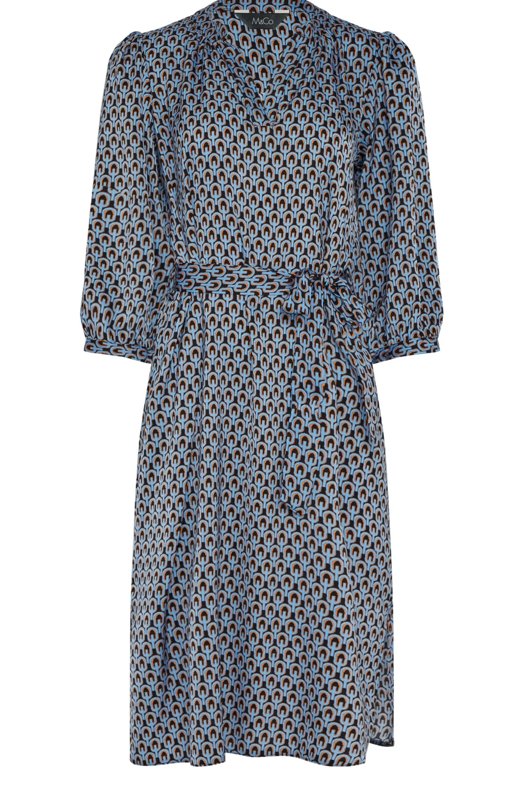 M&Co Womens Blue Geometric Print Tunic Dress>Women Shirt Dresses