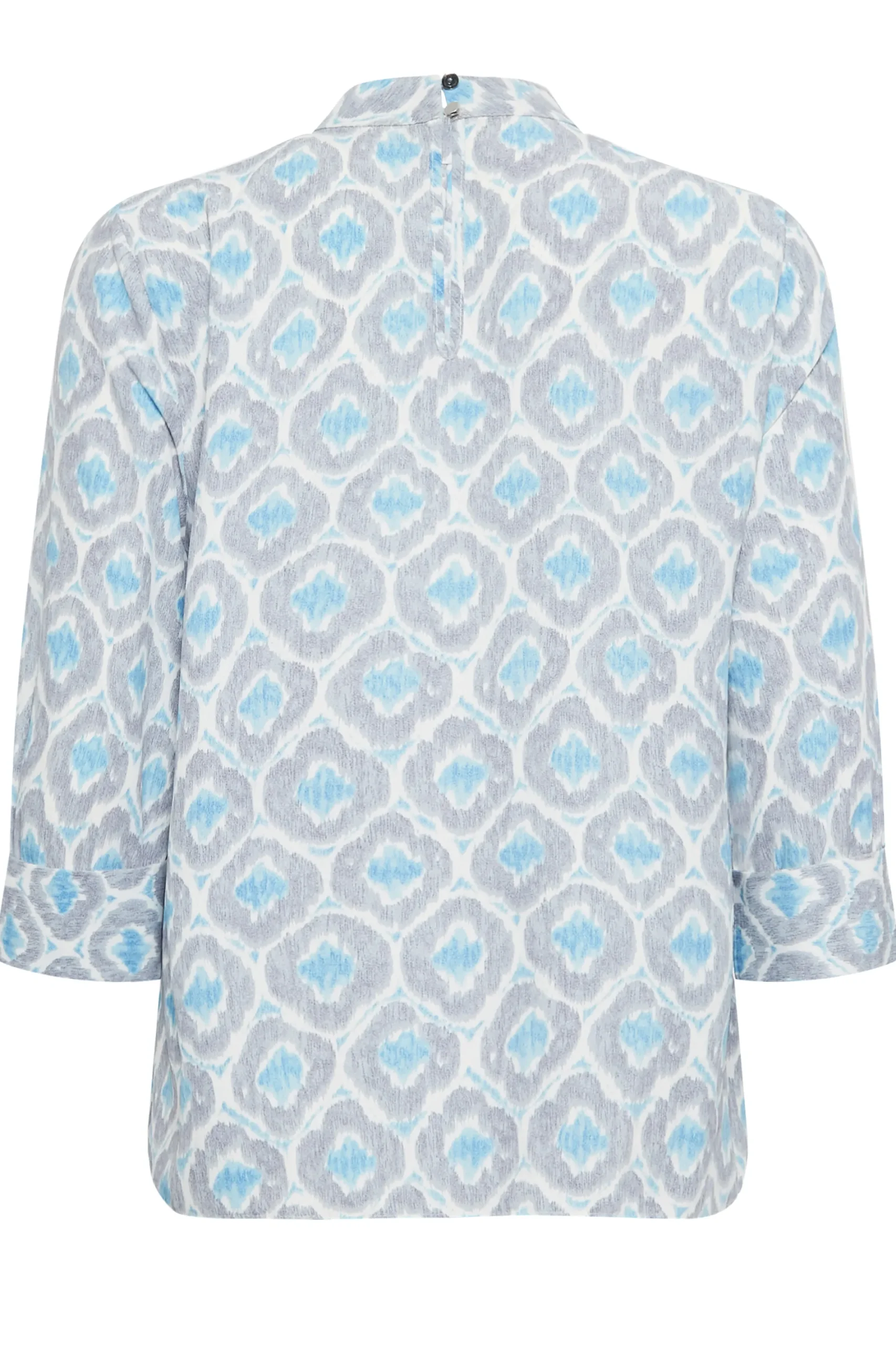 M&Co Womens Blue Geometric Print High Neck Blouse>Women Blouses