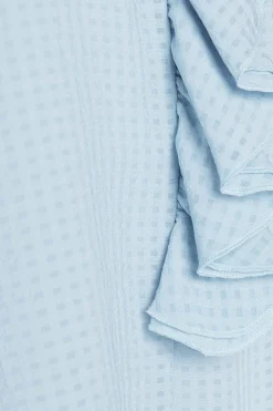 M&Co Womens Blue Gingham Frill Front Blouse><noscript><img width=