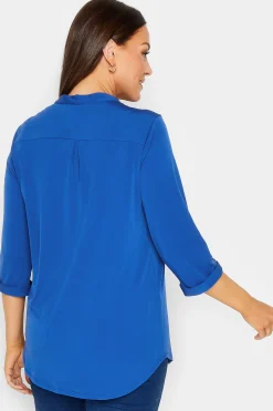 M&Co Womens Blue Half Placket Blouse><noscript><img width=