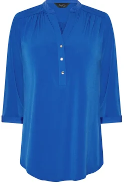 M&Co Womens Blue Half Placket Blouse><noscript><img width=
