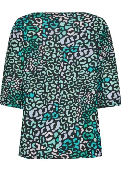 M&Co Womens Blue Leopard Print Tie Front Top><noscript><img width=