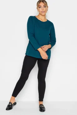 M&Co Womens Blue Long Sleeve Cotton Blend Top>Women T-Shirts