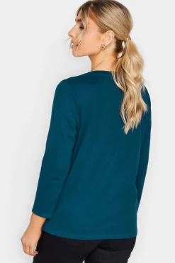 M&Co Womens Blue Long Sleeve Cotton Blend Top><noscript><img width=