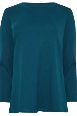 M&Co Womens Blue Long Sleeve Cotton Blend Top><noscript><img width=