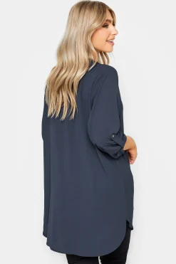 M&Co Womens Blue Long Sleeve Button Blouse><noscript><img width=