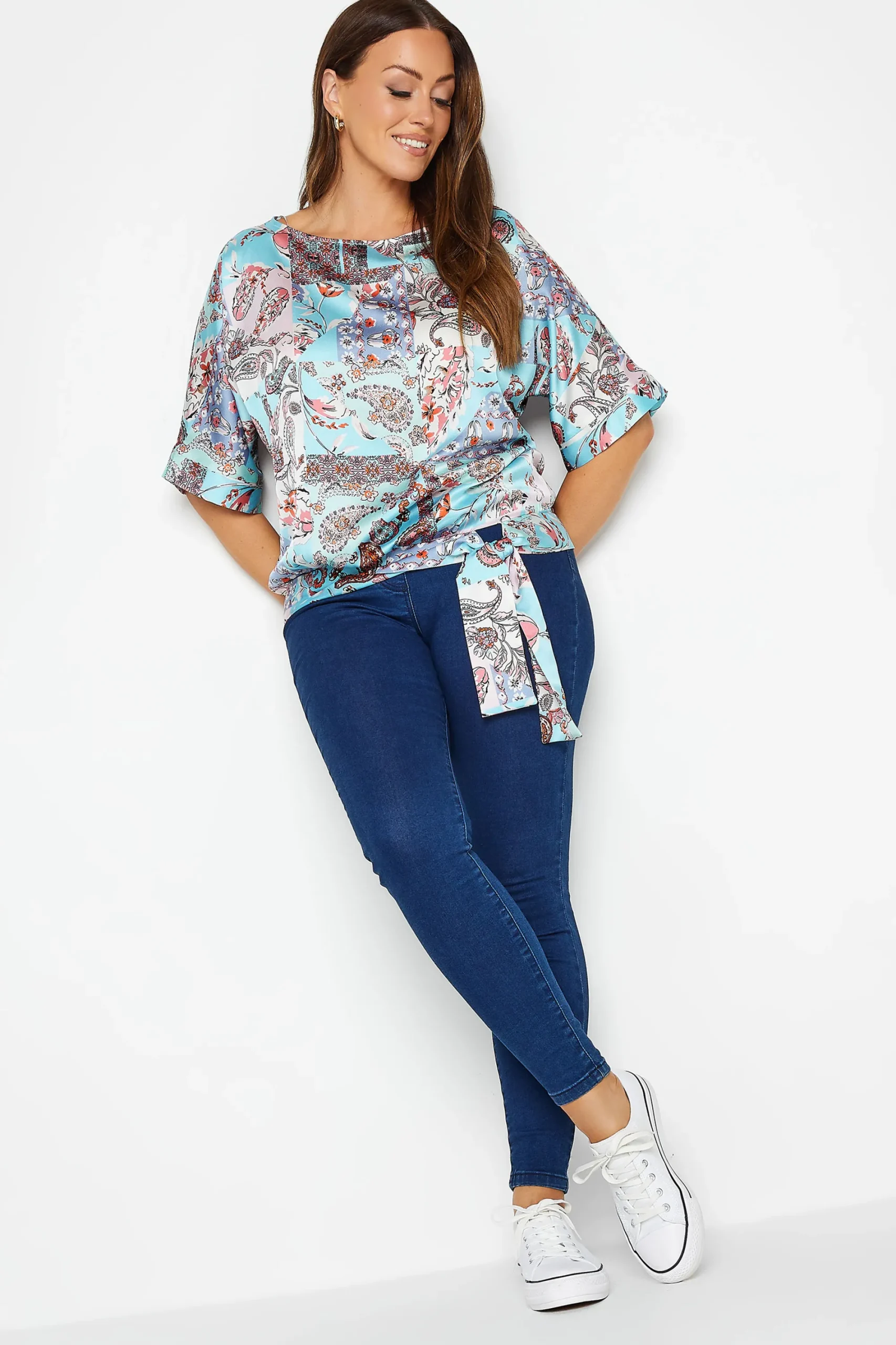 M&Co Womens Blue Paisley Print Short Sleeve Blouse>Women Short Sleeve Tops