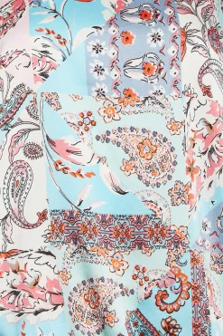 M&Co Womens Blue Paisley Print Short Sleeve Blouse><noscript><img width=