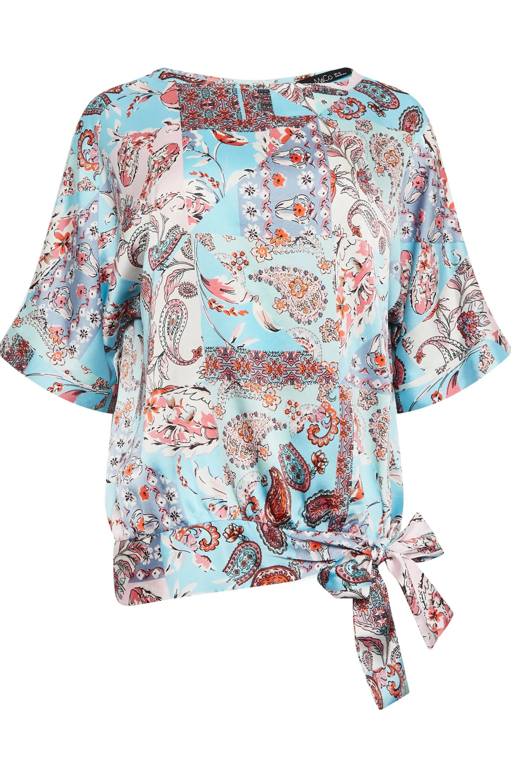 M&Co Womens Blue Paisley Print Short Sleeve Blouse>Women Short Sleeve Tops