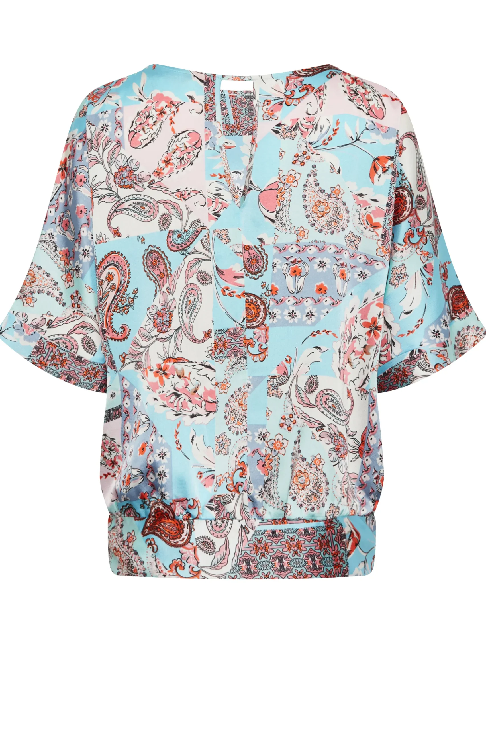 M&Co Womens Blue Paisley Print Short Sleeve Blouse>Women Short Sleeve Tops