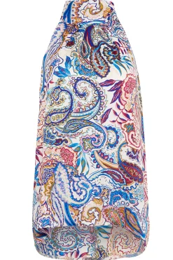 M&Co Womens Blue Paisley Print Halter Neck Blouse><noscript><img width=