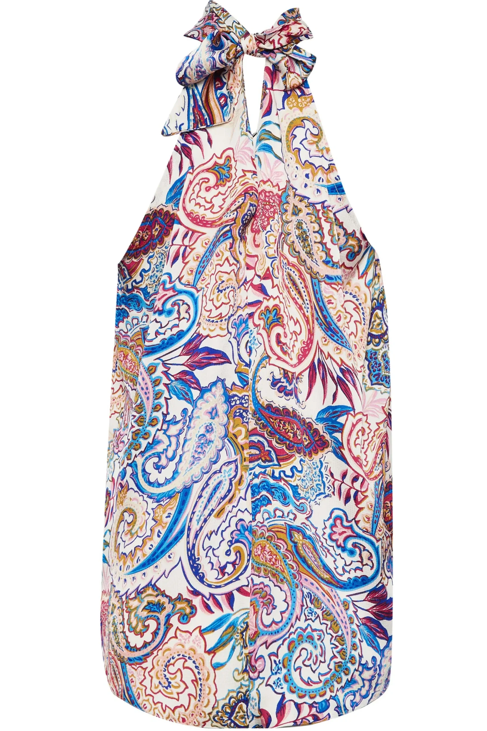 M&Co Womens Blue Paisley Print Halter Neck Blouse>Women Short Sleeve Tops