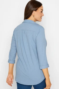 M&Co Womens Blue Ribbed V-Neck Shirt><noscript><img width=
