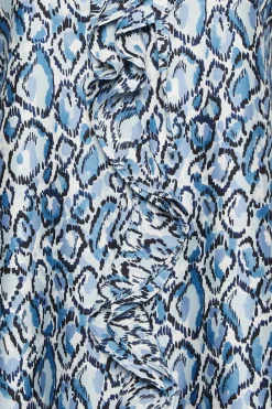 M&Co Womens Blue Snake Print Tie Neck Blouse><noscript><img width=