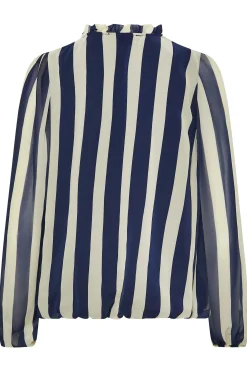 M&Co Womens Blue Stripe Tie Neck Blouse><noscript><img width=
