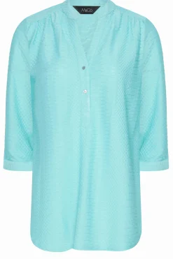 M&Co Womens Blue Textured Placket Shirt><noscript><img width=