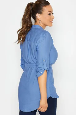 M&Co Womens Blue Tie Waist Blouse><noscript><img width=