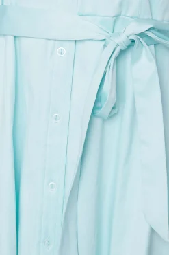 M&Co Womens Blue Tie Waist Cotton Shirt Dress><noscript><img width=