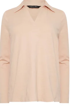 M&Co Womens Blush Pink Collared Long Sleeve Cotton Top><noscript><img width=