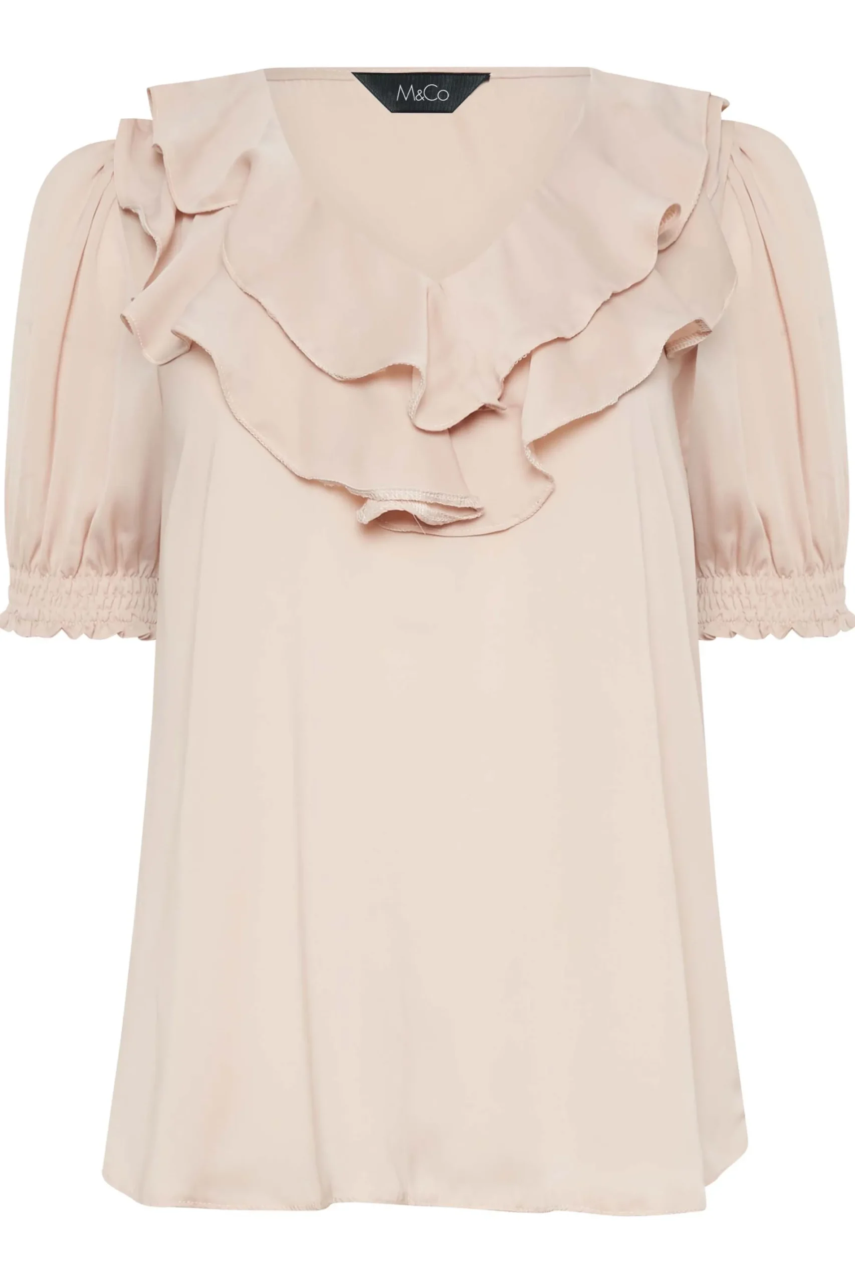 M&Co Womens Blush Pink Frill Front Blouse>Women Short Sleeve Tops