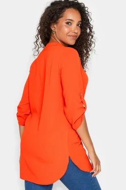 M&Co Womens Bright Orange Statement Button Tab Sleeve Shirt><noscript><img width=