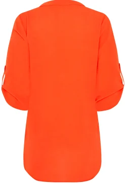 M&Co Womens Bright Orange Statement Button Tab Sleeve Shirt><noscript><img width=