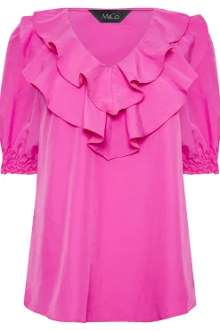 M&Co Womens Bright Pink Frill Front Blouse><noscript><img width=