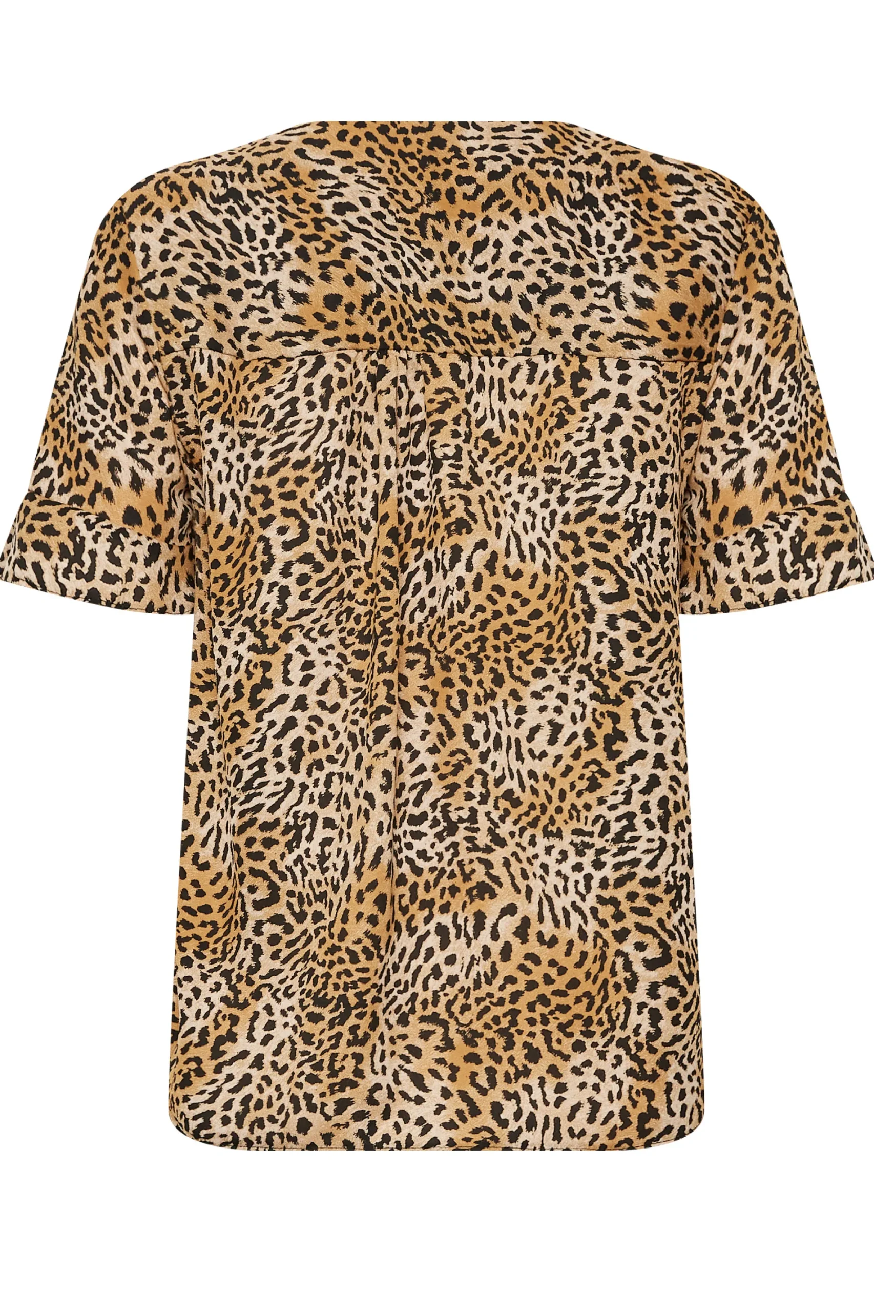 M&Co Womens Brown Animal Print Frill Sleeve Button Through Blouse>Women Short Sleeve Tops