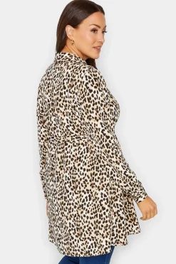 M&Co Womens Brown Animal Print Tie Waist Tunic Shirt><noscript><img width=