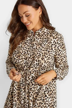 M&Co Womens Brown Animal Print Tie Waist Tunic Shirt><noscript><img width=