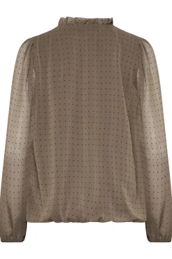 M&Co Womens Brown Dobby Tie Neck Blouse><noscript><img width=