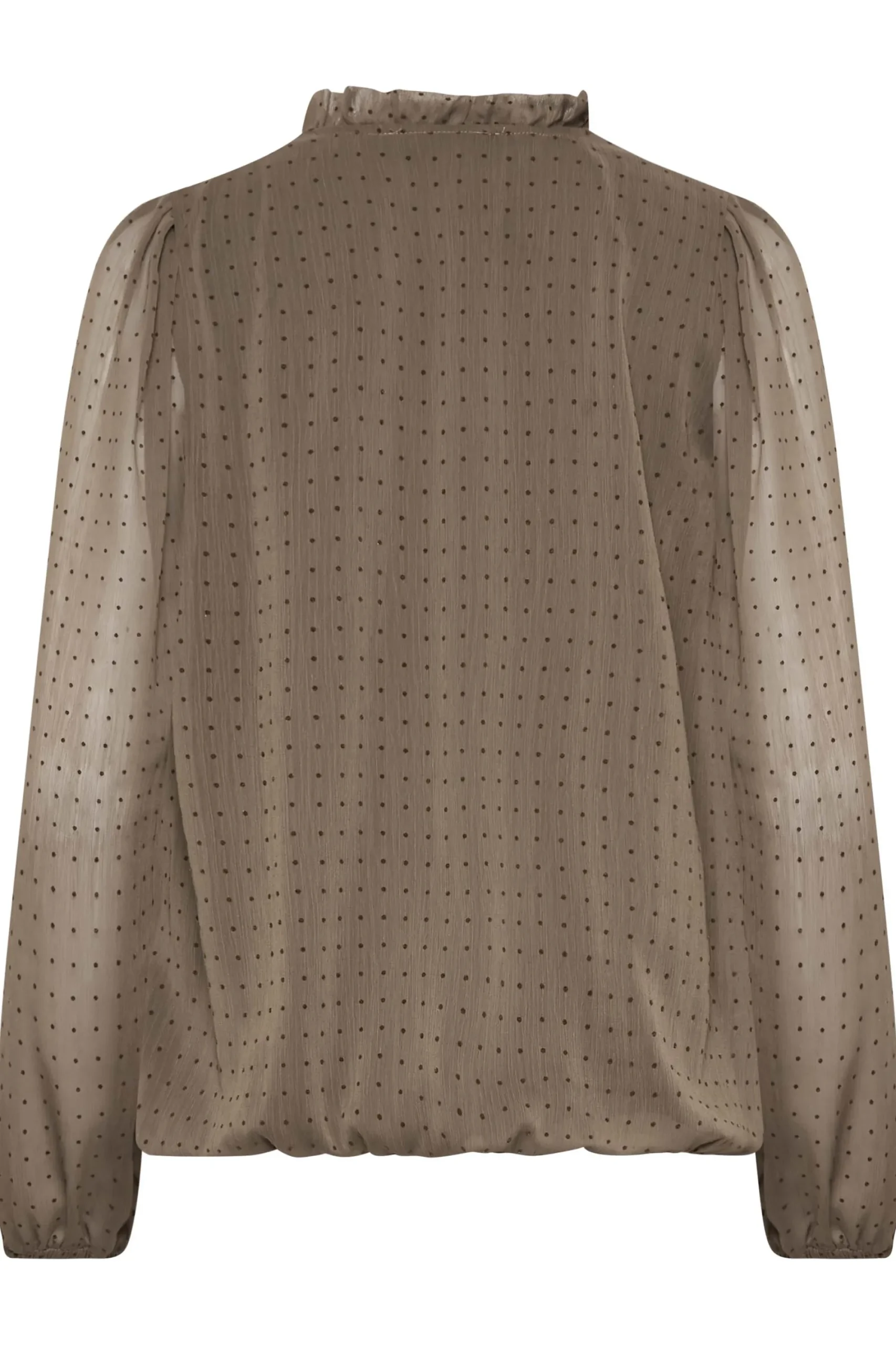 M&Co Womens Brown Dobby Tie Neck Blouse>Women Long Sleeve Tops