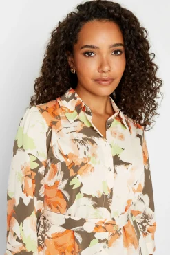 M&Co Womens Brown Floral Print Button Through Shirt Dress><noscript><img width=