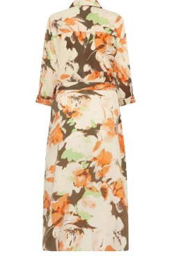 M&Co Womens Brown Floral Print Button Through Shirt Dress><noscript><img width=