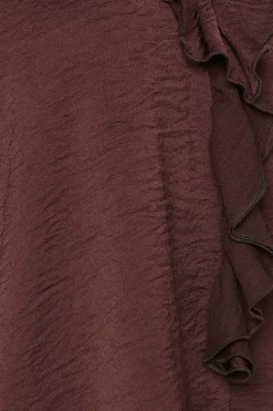 M&Co Womens Brown Frill Satin Blouse><noscript><img width=