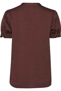 M&Co Womens Brown Frill Satin Blouse><noscript><img width=