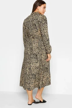 M&Co Womens Brown Leopard Print Midaxi Shirt Dress><noscript><img width=