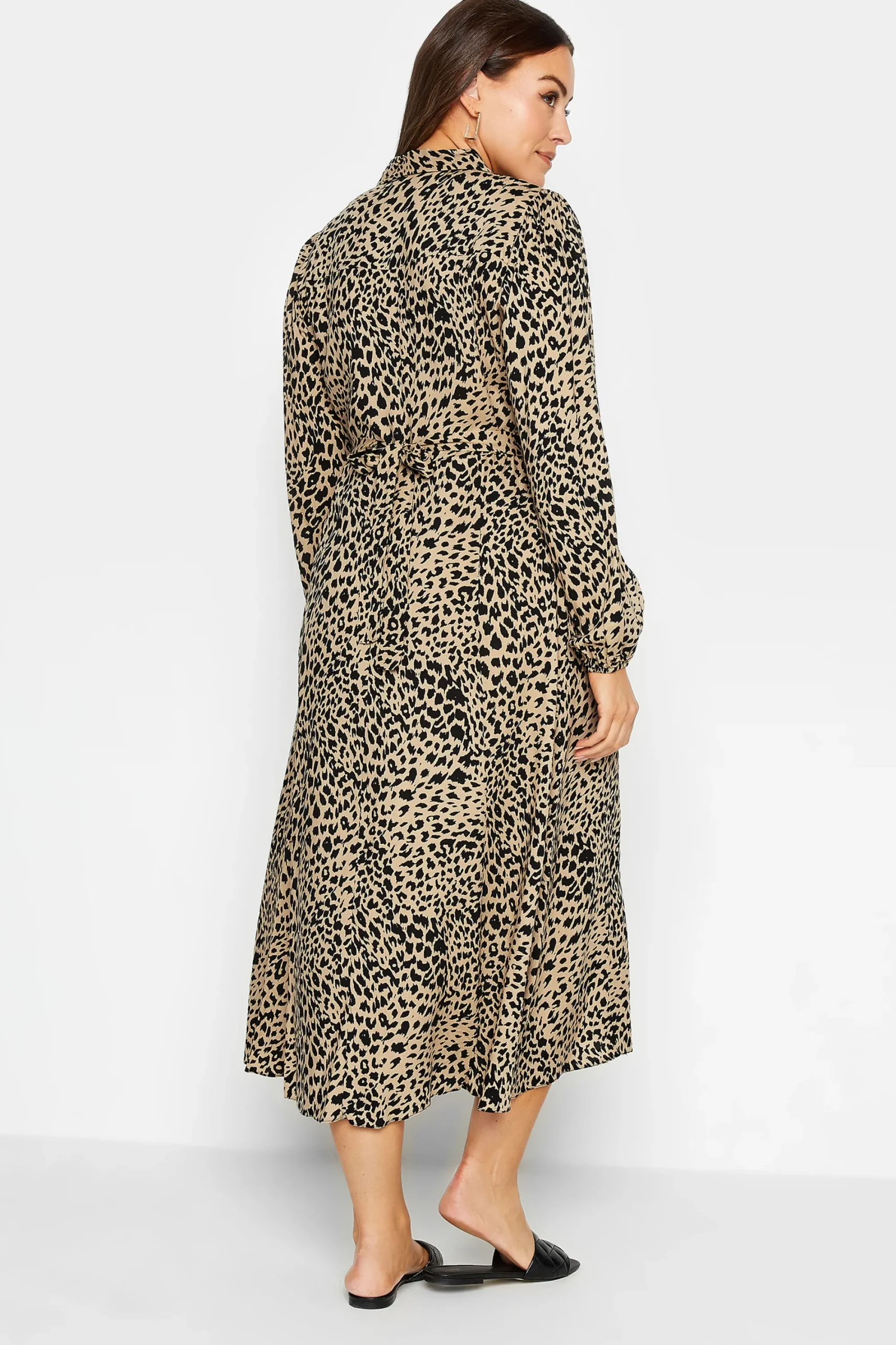 M&Co Womens Brown Leopard Print Midaxi Shirt Dress>Women Shirt Dresses