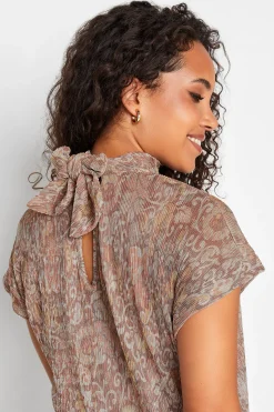 M&Co Womens Brown Paisley Print Glitter Blouse><noscript><img width=