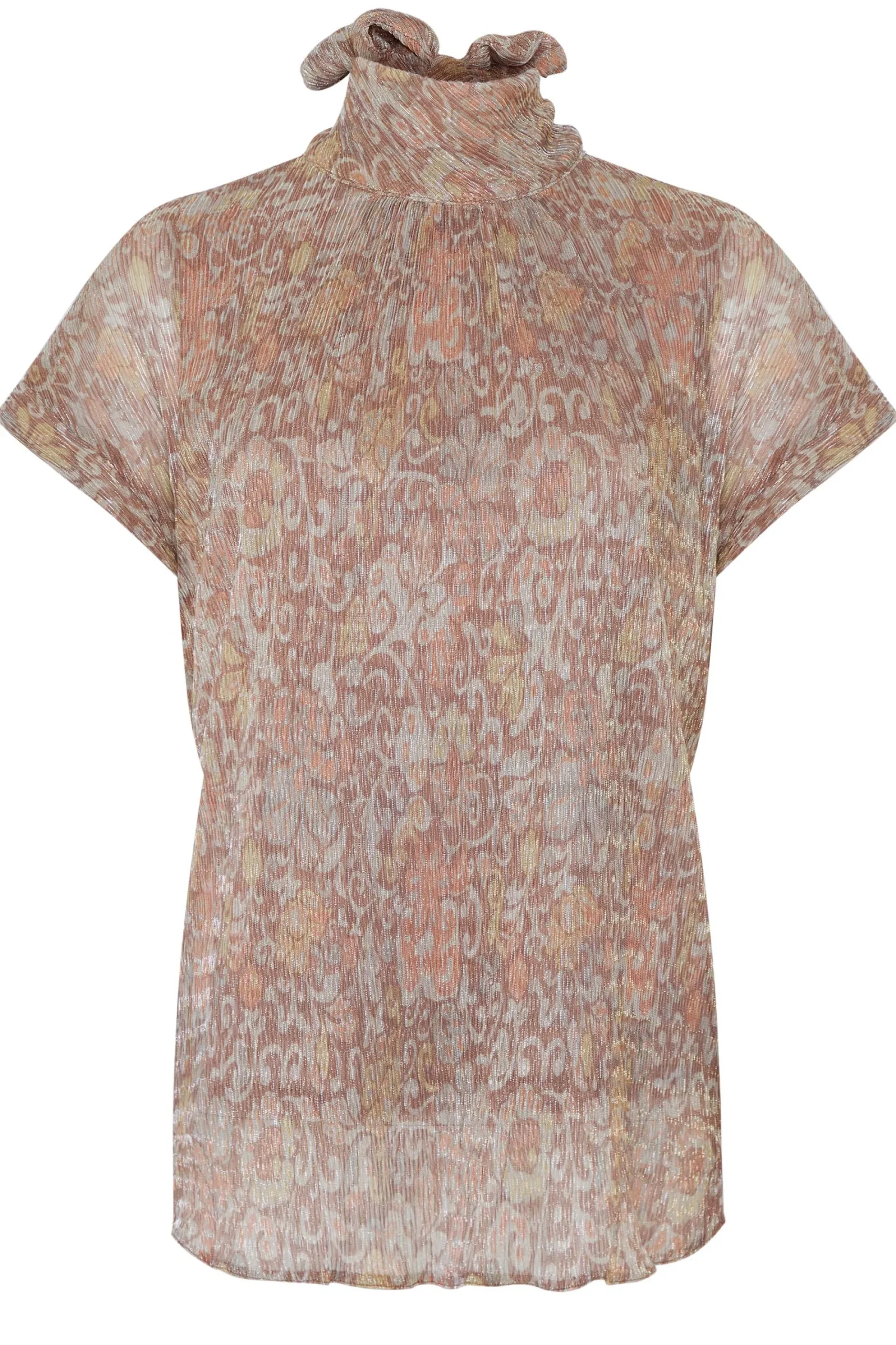 M&Co Womens Brown Paisley Print Glitter Blouse>Women Short Sleeve Tops