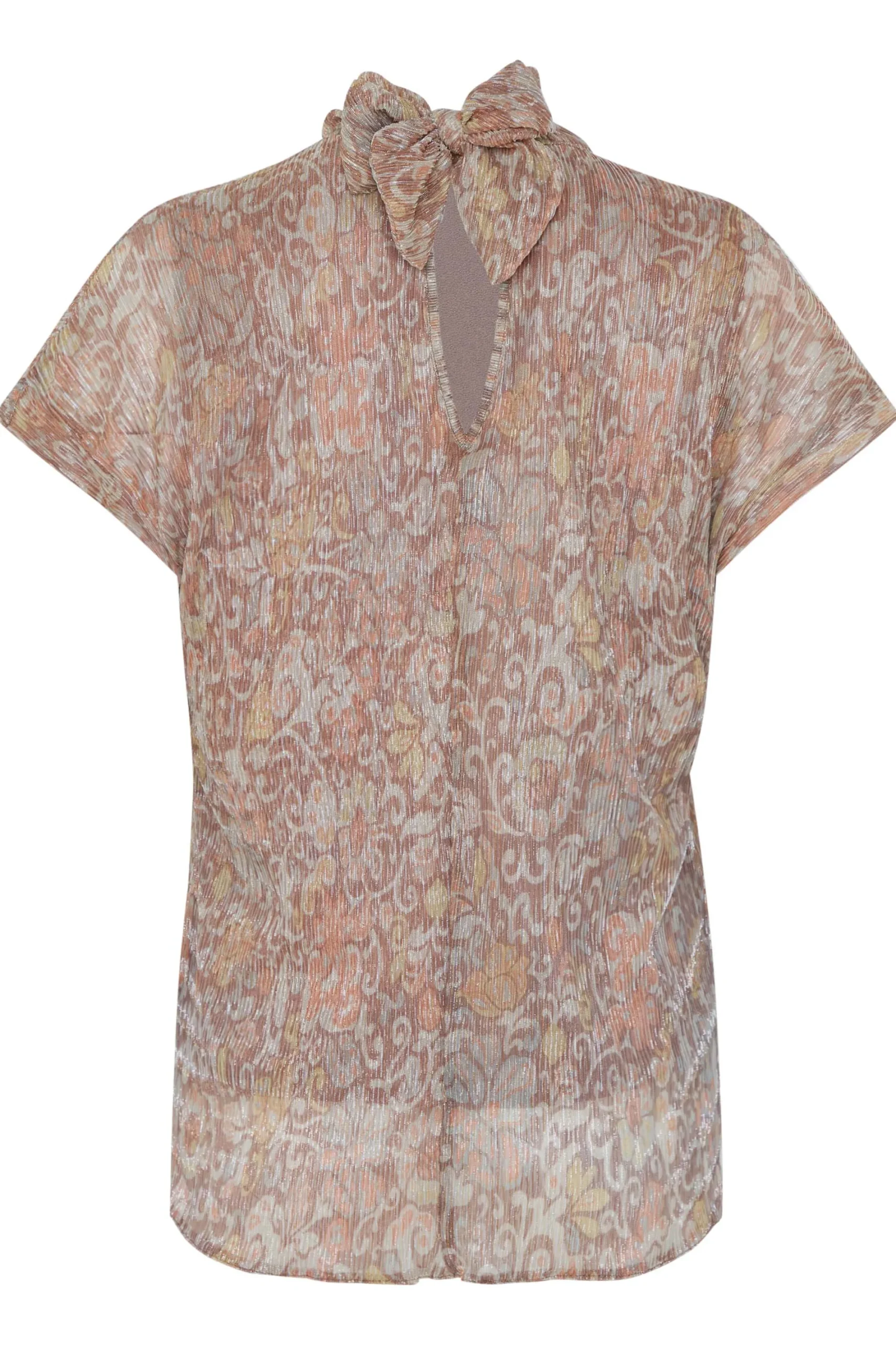 M&Co Womens Brown Paisley Print Glitter Blouse>Women Short Sleeve Tops