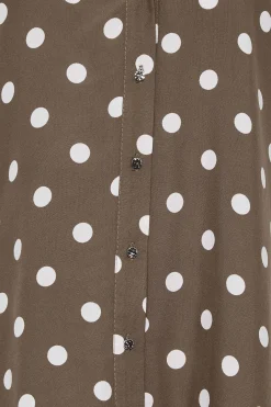 M&Co Womens Brown Polka Dot Blouse>Women Short Sleeve Tops