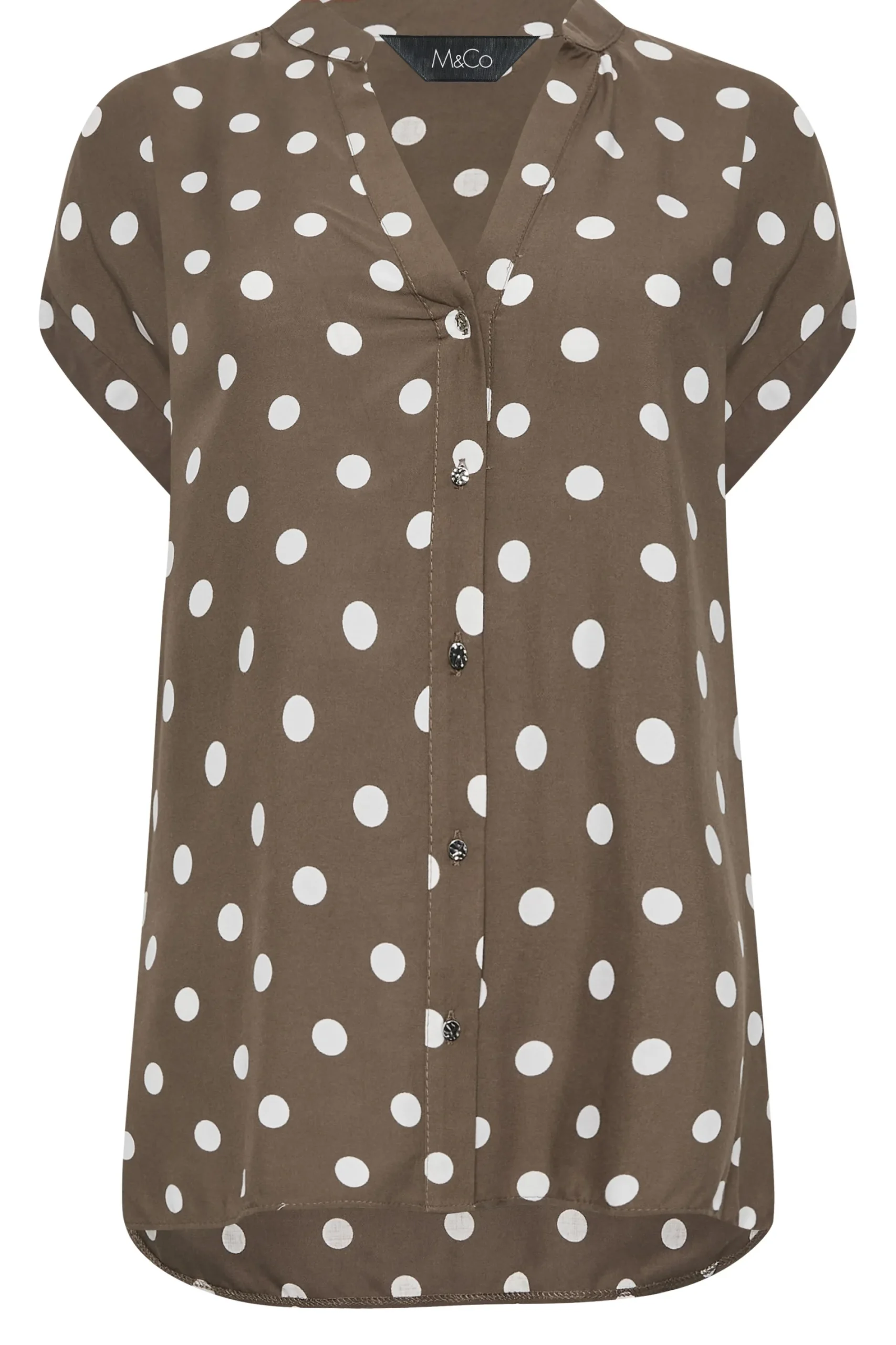 M&Co Womens Brown Polka Dot Blouse>Women Short Sleeve Tops