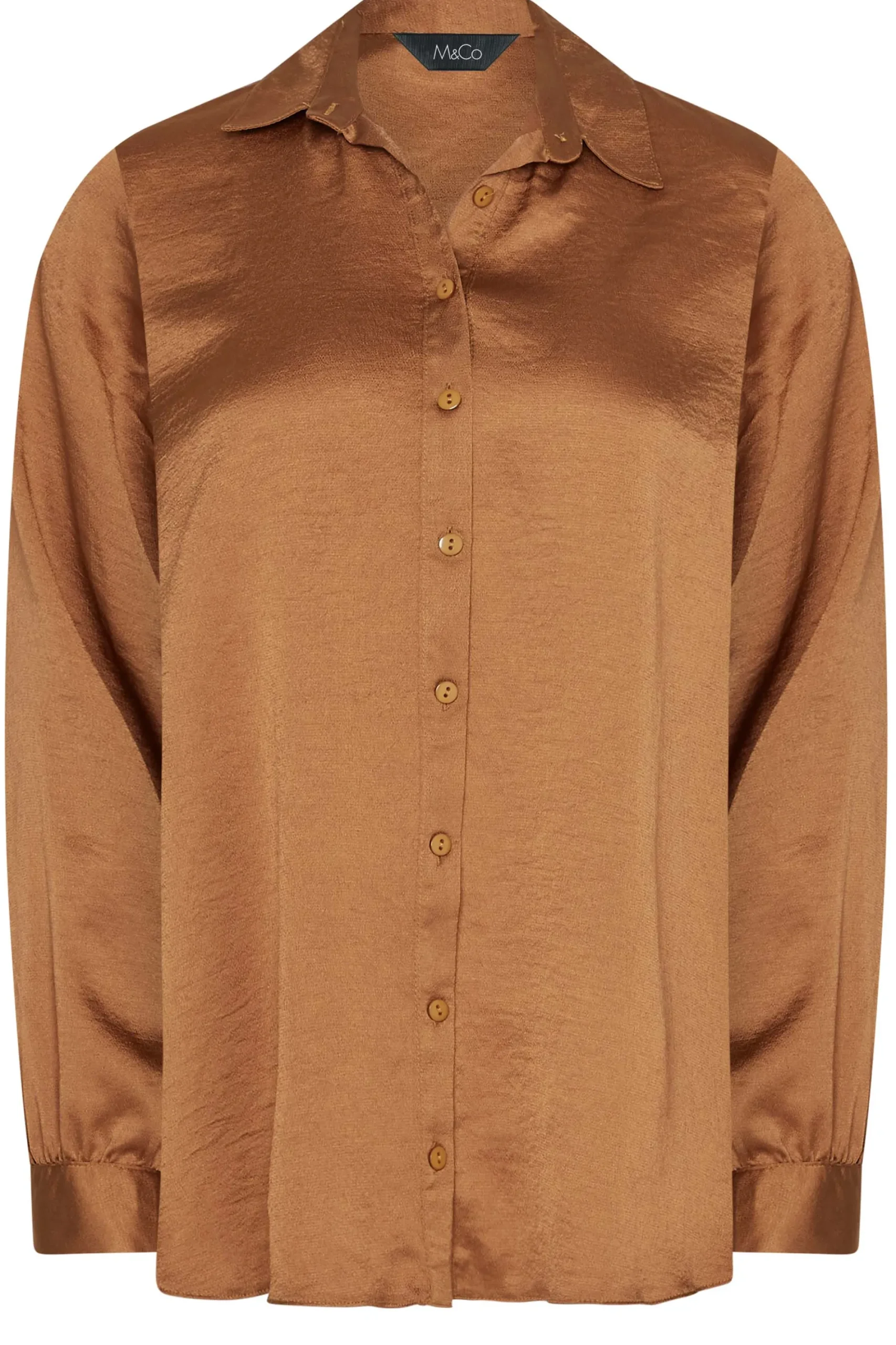 M&Co Womens Brown Satin Shirt>Women Shirts